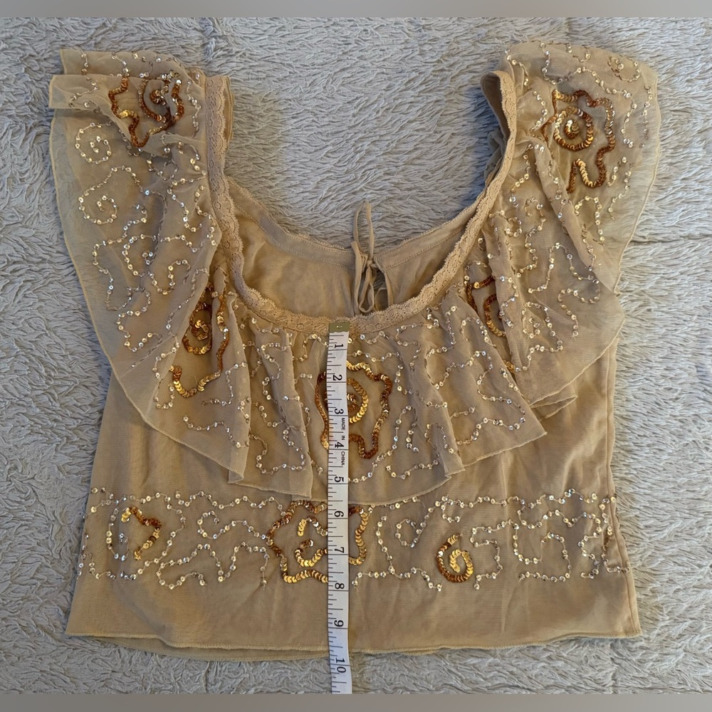 Moda International Cream Ruffled Embellished Blouse - Picture 15 of 16